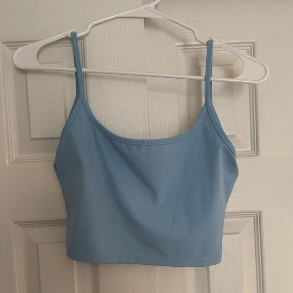 BuffBunny Tan and Blue crop Tops - Picture 2 of 6